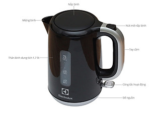 Ấm Đun Nước Electrolux EEK3505 - 1,7L (Đen) - Hàng chính hãng